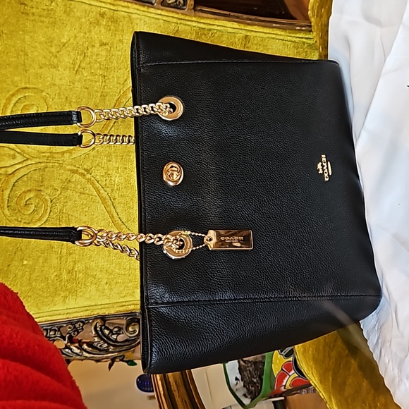 Coach Black Turnlock Chain Tote Shoulder Bag - Picture 3 of 10